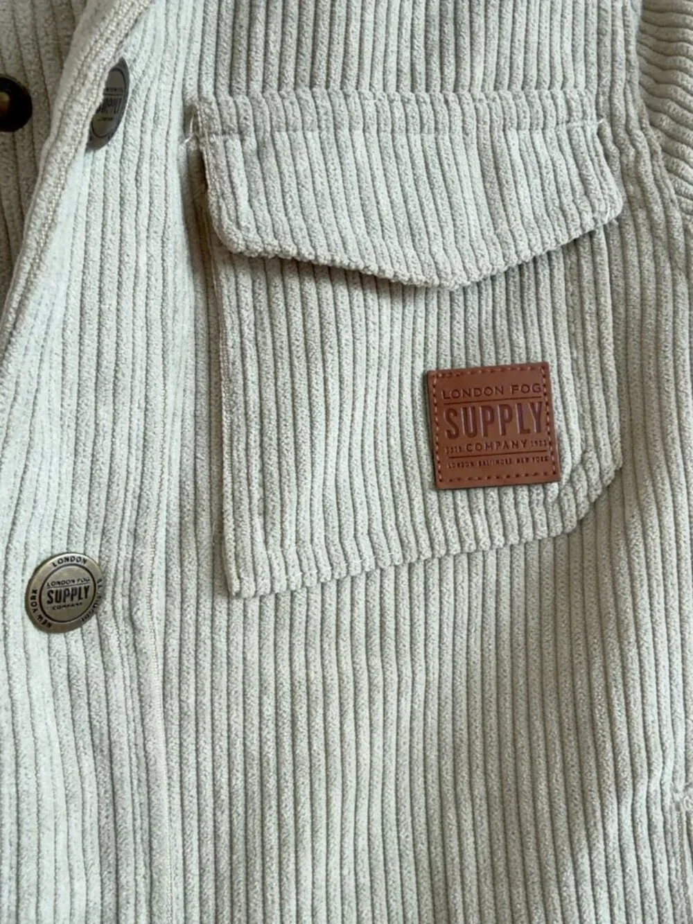 London Fog Supply Kids Sherpa Lined Corduroy Hooded Jacket Size 5/6 NWOT